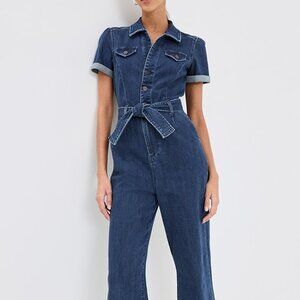 PAIGE NWOT Anessa Short Sleeve Denim Jumpsuit Size 2